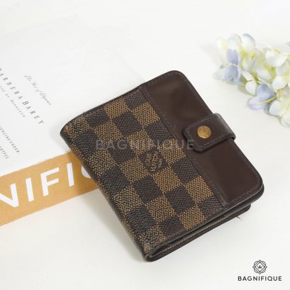 LOUIS VUITTON BI FOLD WALLET SHORT EBENE DAMIER CANVAS GHW
