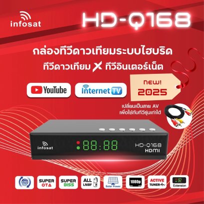 กล่องทีวีดาวเทียมระบบไฮบริด HD-Q168 2025