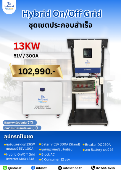 ชุดเชตประกอบสำเร็จ Hybrid On/Off Grid 13KW