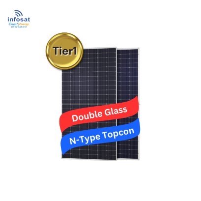 แผงเก็บตะวันโซลาร์เซลล์ Mono 600W Half Cell Double Glass