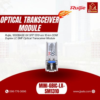 MINI-GBIC-LX-SM1310, Ruijie, 1000BASE-SX SFP 1310-nm 10-km DDM Duplex LC SMF Optical Transceiver Module