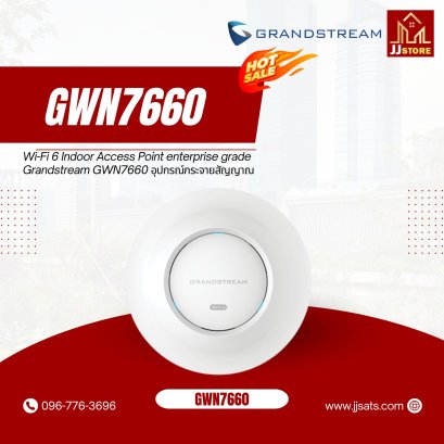 "Wi-Fi 6 Indoor Access Point enterprise grade Grandstream GWN7660 is an enterprise-grade indoor Wi-Fi 6 (802.11ax) access point featuring dual-band AX1800, MU-MIMO, OFDMA, and centralized cloud management. Supports up to 256 concurrent clients, ideal