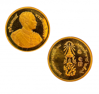 เหรียญทองคำ ร.5 หลัง จปร. สร้างโดยมณฑลทหารบกที่13 ปี 2536 หลวงพ่อคูณปลุกเสก