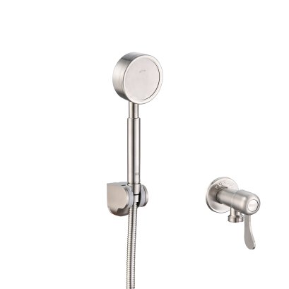 ชุดฝักบัว 1 ระบบ พร้อมสาย ขอแขวน และสต็อปวาล์ว สแตนเลส 304