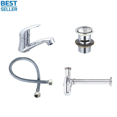 ก๊อกอ่างล้างหน้าพร้อมอุปกรณ์ครบชุด