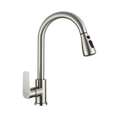 ก๊อกซิงค์เคาน์เตอร์น้ำเย็นงวงดึงได้ ฝักบัวปรับได้ 2 ระดับ สแตนเลส