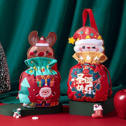 ถุงใส่ขนม xmas รุ่นใหม่แบบมีหูหิ้วผ้าลายน่ารักมากๆ