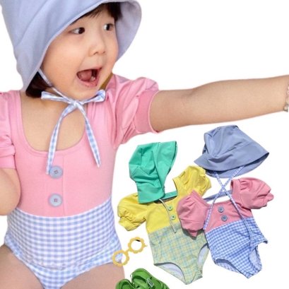 ชุดว่ายน้ำ Pastel Vintage Scottyดีไซน์ 2 tone 