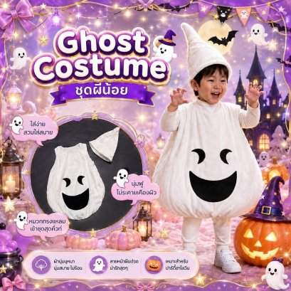 ชุดฮาโลวีนเด็กผีน้อยน่ารัก Ghost Costume 