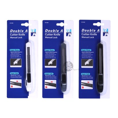 Double A คัตเตอร์ ใบมีด 9 มม. DCK-B09 คละสี รุ่น Manual Lock