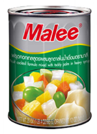 FRUIT COOKTAIL MIXED WITH TODDY PALM IN HEAVY SYRUP 20 OZ. ฟรุตคอกเทลสูตรผสมน้ำตาลในน้ำเชื่อม