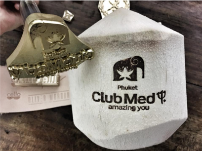 Coconut Stamp logo ที่พิมพ์โลโก้มะพร้าว