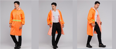 Rain coat for safety เสื้อกันฝนโคทส้ม คาดแถบสะท้อน 