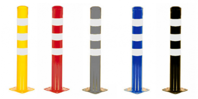 Traffic pole เสาเหล็กทำสี พร้อมคาดแถบสะท้อน 3 แถบ