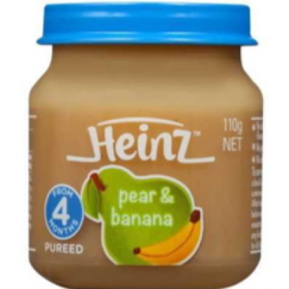 HEINZ PEAR &amp; BANANA 110 G.อาหารสำหรับเด็กรสลูกแพร์และมะม่วง 110 กรัม