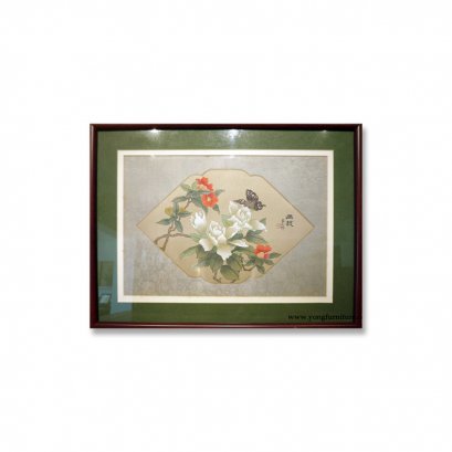 ภาพวาดจีนรูปแมกโนเลียและผีเสื้อ