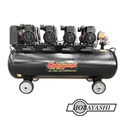C-HB-AC200H ปั๊มลมเสียงเงียบ ไร้น้ำมัน รุ่นทำลมเร็ว 200 ลิตร 1680W x4 220V HOBAYASHI OIL-FREE SILENT AIR COMPRESSOR