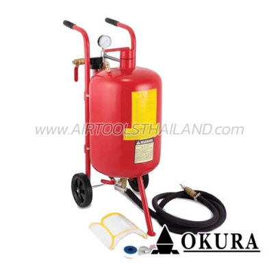 C-OK-PSB76L ถังพ่นทรายเคลื่อนที่ใช้ลม 76 ลิตร แรงลม 65-12 PSI ความยาวสาย 2.7 เมตร OKURA