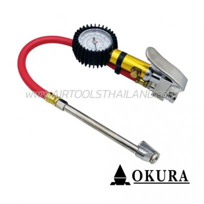 C-OK-TID2 เกจ์วัดลม-เติมลม หัวเติมลมแบบ 2 ข้าง 0-200 PSI (0-15 BAR) OKURA