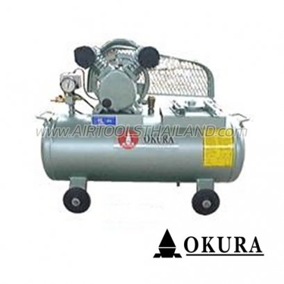 RA-22P ปั๊มลมแบบสายพาน ไม่รวมมอเตอร์ 1 HP 2 สูบ OKURA AIR COMPRESSOR รุ่นถังผลิตในประเทศ หนา แข็งแรง อย่างดี