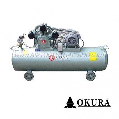 RA-23WPL ปั๊มลมแบบสายพาน ไม่รวมมอเตอร์ 2 HP 3 สูบ OKURA AIR COMPRESSOR รุ่นถังผลิตในประเทศ หนา แข็งแรง อย่างดี