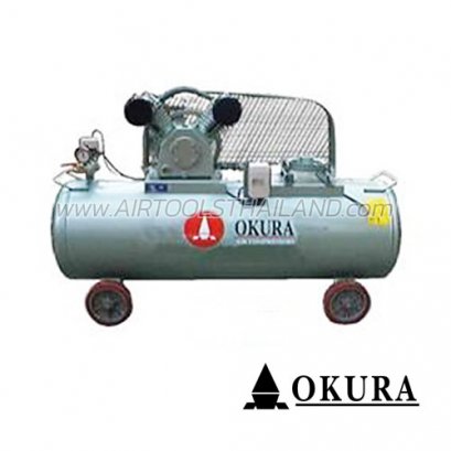 RA-32PL ปั๊มลมแบบสายพาน ไม่รวมมอเตอร์ 3 HP 2 สูบ OKURA AIR COMPRESSOR รุ่นถังผลิตในประเทศ หนา แข็งแรง อย่างดี