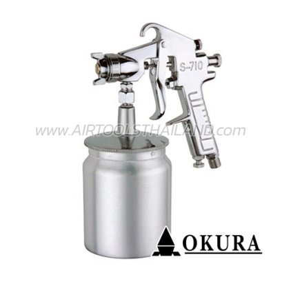 S-710S (เขียวแดง) กาพ่นสีใช้ลม กระป๋องล่าง (เขียวแดง) ขนาดปาก 1.5 มม. 750CC ความจุลม 185 ลิตร/นาที OKURA