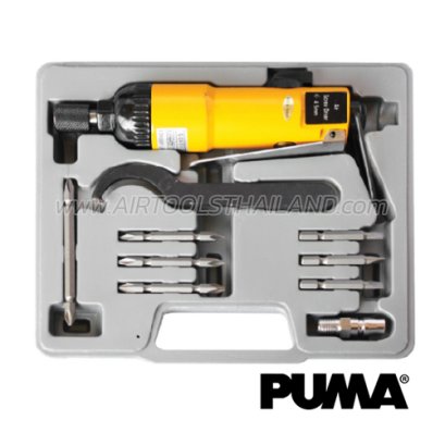 AT-4060K ไขควงลมครบชุด 1/4" / 2 หุน ความเร็วรอบ 11000 RPM แรงบิด 25 FTLBS ท่อลมเข้า 1/4" แรงดันลม 90 PSI ใช้กับดอกไขควง 6 เหลี่ยม พูม่า "PUMA"