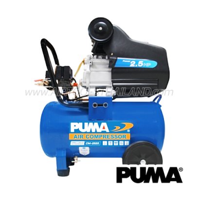 CX-2525H ปั๊มลมโรตารี่พูม่า (ระบบขับตรง) ขนาด 2.5 HP ความจุถังลม 25 ลิตร แรงดันลม 8 บาร์ มอเตอร์ 2850 RPM มอเตอร์ในตัว พูม่า PUMA