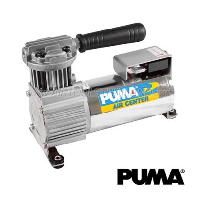DC-02-24V ปั๊มลมไร้น้ำมันแบบพกพาพูม่า สำหรับติดรถยนต์ ขนาด 1/4 HP ปริมาณลม 34 ลิตร/นาที 3000 RPM แรงดันสูงสุด 10 บาร์ / 24V พูม่า PUMA