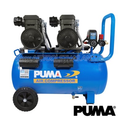 FORCE-55 ปั๊มลมไร้น้ำมันพูม่า (ออยล์ฟรี) OIL-FREE ความจุถัง 55 ลิตร 1450Wx2 มอเตอร์ทองแดง รอบมอเตอร์ 2850 RPM พูม่า PUMA
