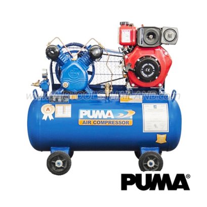 TPU-10 ปั๊มลมสายพานพร้อมเครื่องยนต์ / ปั๊มลมอันโหลดดิ้งพร้อมเครื่องยนต์ ขนาด 1 แรง (HP) 2 ลูกสูบ ความจุถัง 92 ลิตร พูม่า PUMA