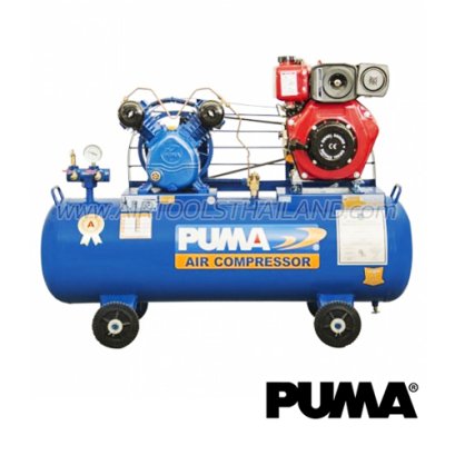 TPU-20 ปั๊มลมสายพานพร้อมเครื่องยนต์ / ปั๊มลมอันโหลดดิ้งพร้อมเครื่องยนต์ ขนาด 2 แรง (HP) 2 ลูกสูบ ความจุถัง 148 ลิตร พูม่า PUMA
