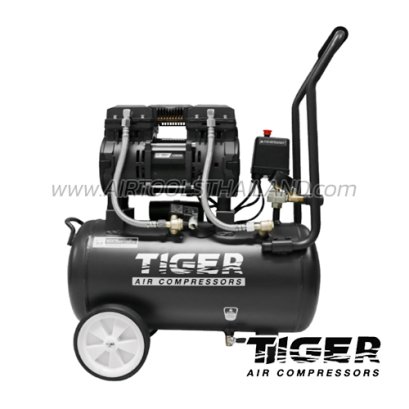 JAGUAR-25 ปั๊มลมออยล์ฟรีระบบไร้น้ำมัน ขนาด 25 ลิตร 1390W มอเตอร์ทองแดง รอบมอเตอร์ 2850 RPM ไทเกอร์ TIGER