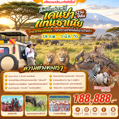 ทัวร์เอธิโอเปีย: เคนย่า แทนซาเนีย 12 วัน 9 คืน (ET)