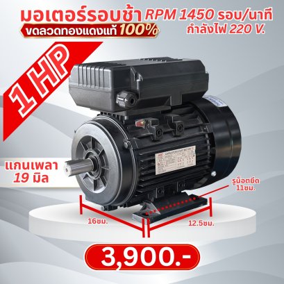 มอเตอร์รอบช้า 1 HP/0.75 KW/ความเร็วรอบ 1450 รอบ/นาที