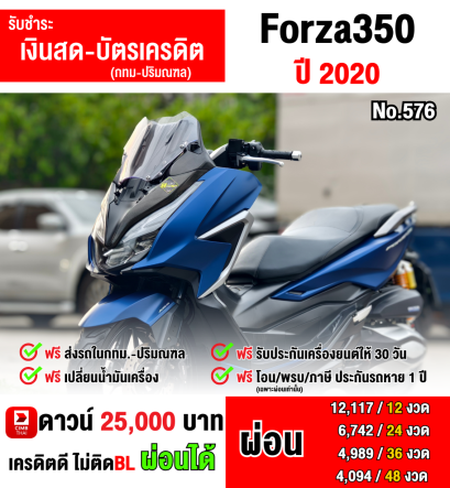 Forza 350 2020 รถบ้านแท้มือเดียว เครื่องท่อเดิมๆ เล่มครบพร้อมโอน No576