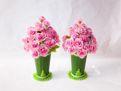 กรวยดอกกุหลาบชมพู (ตั้งได้)
