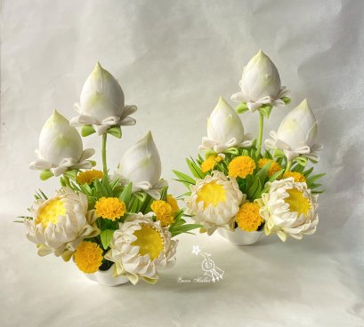 แจกันดอกบัวพับ (สีขาว, สีมพู, สีชมพูม่วง)