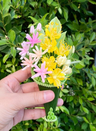 กรวยดอกเล็บมือนาง+ดอกรวงผึ้ง+ดอกจำปีจิ๋ว