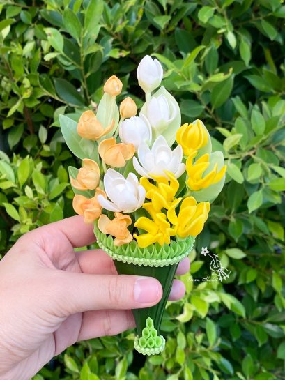 กรวยดอกลำดวน+ดอกมณฑา+ดอกการเวก