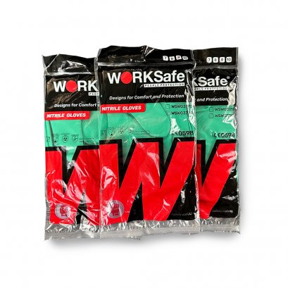 ถุงมือไนไตรเขียวป้องกันสารเคมี รุ่น 37718 ,Worksafe