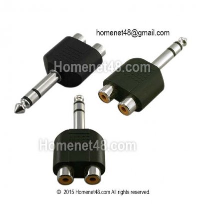 หัวแปลงแจ็คสเตอริโอหัวใหญ่ (6.5MM) ตัวผู้ (M) เข้า 1 ออก AV 2 หัว (FF)