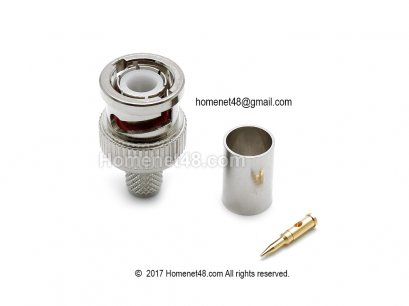แจ็ค BNC ตัวผู้ (M) สำหรับ RG6 Link (แท้) (UC-0026) ใช้คีมบีบ (Crimp)