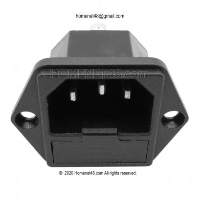 อะไหล่สำหรับเปลี่ยนปลั๊กไฟตัวผู้ (M)  IEC C14  มีช่องใส่ฟิวส์ (15A 250V) แบบขันน๊อตสกรู