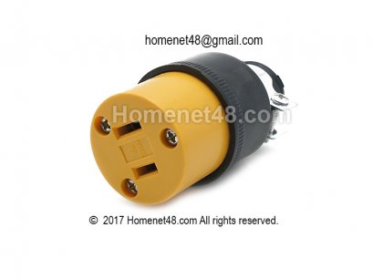 หัวปลั๊กไฟยาง 2 ขา ตัวเมีย (F) HALOSHI (15A 220-240V) มีตัวล็อกสาย
