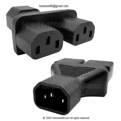 หัวแปลงปลั๊กไฟ IEC C14 (M) to C13 (F) แยก 2 หัว (10A 250V) หรือ (15A 125V)