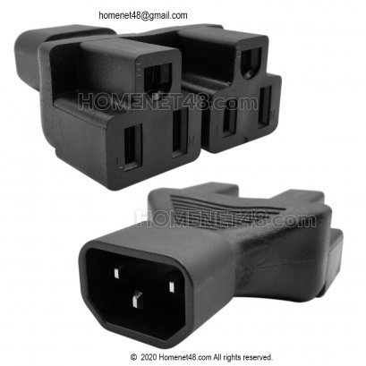 (ของหมด) หัวแปลงปลั๊กไฟ IEC C14 (M) to NEMA 5-15R (F) แยก 2 หัว (15A 125V)