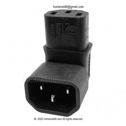 หัวแปลงปลั๊กไฟ IEC C14 (M) to C13 (F) หัวฉาก (10A 250V)