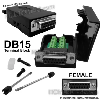 ชุดเข้าหัว D-SUB DB15 ตัวเมีย (F) 2 แถว แบบขันน๊อต (Terminal)